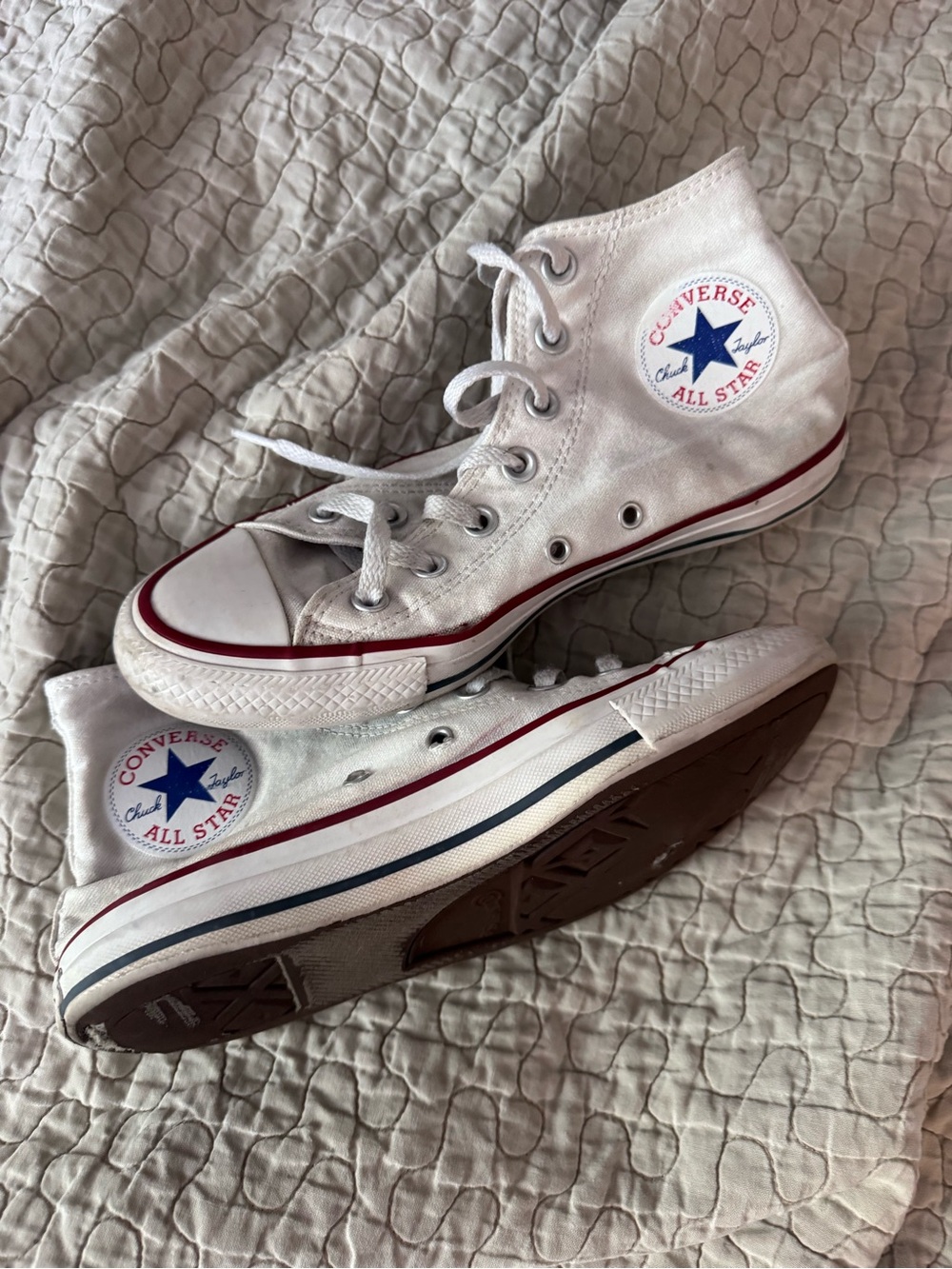 Converse White Canvas Sneakers with Black Print